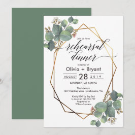 Invitation Dîner de répétition Eucalyptus géométrique