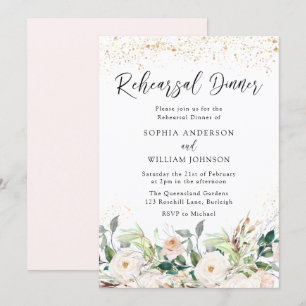 Invitation Dîner de répétition Euphoric Blush & White Flowers