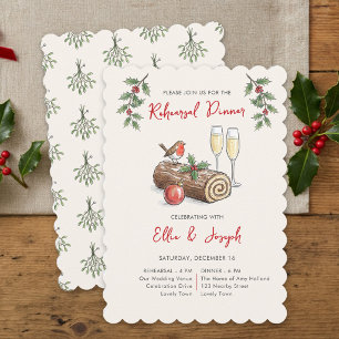 Invitation Dîner de répétition fantaisiste de Noël de Yule Lo