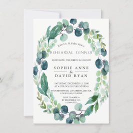 Invitation Dîner de répétition Feuillage Eucalyptus Aquarelle