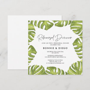 Invitation Dîner de répétition feuille de palme tropicale