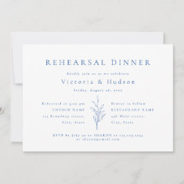 Invitation Dîner de répétition feuille simple bleu