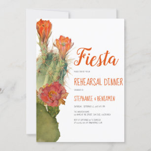 Invitation Dîner de répétition Fiesta Cactus aquarelle floral