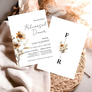 Invitation Dîner de répétition Fleur sauvage de monogramme