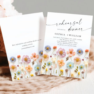 Invitation Dîner de répétition Fleur sauvage Pastel Pink Boho