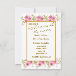 Invitation Dîner de répétition Floral Anémonique Rose Aquarel