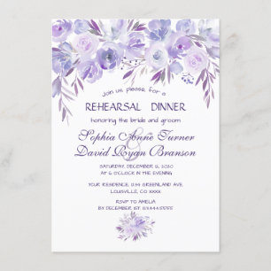 Invitation Dîner de répétition Floral bleu clair violet