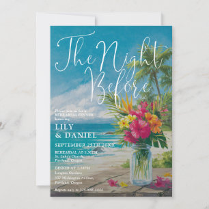 Invitation Dîner de Répétition Floral de la Nuit Avant Ocean