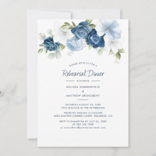 Invitation Dîner de répétition Floral Dusty Blue Mariage
