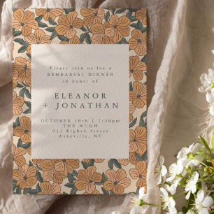 Invitation Dîner de répétition floral jaune bohème moderne