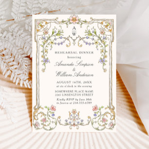 Invitation Dîner de répétition Floral Ornate de Victoria