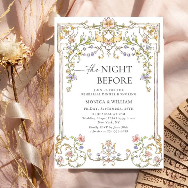 Invitation Dîner de répétition Floral Ornate de Victoria (Créateur téléchargé)