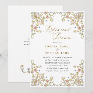 Invitation Dîner de répétition Floral Ornate de Victoria