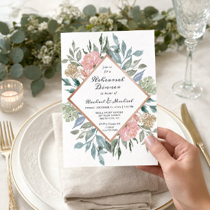 Invitation Dîner de répétition floral poussiéreux