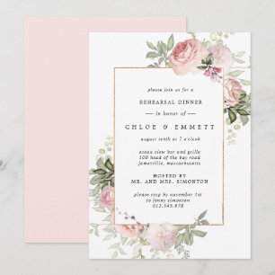 Invitation Dîner de répétition floral rose fuchsia