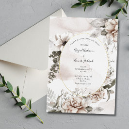 Invitation Dîner de répétition floral rose gris rose