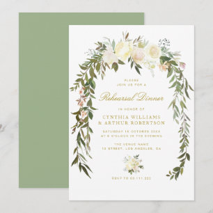 Invitation dîner de répétition florale en ivoire d'aquarelle