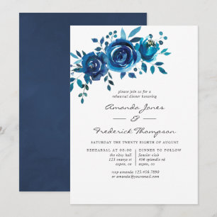 Invitation Dîner de répétition florale marine et blanche