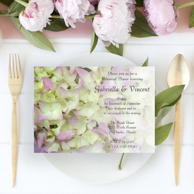 Invitation Dîner De Répétition Florale Presque Rose Hydrangea (Créateur téléchargé)