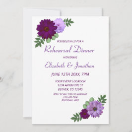 Invitation Dîner de répétition florale Purple Peony