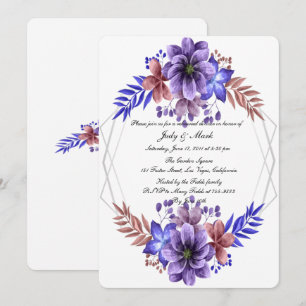Invitation Dîner De Répétition Florale Violet Et Bleu