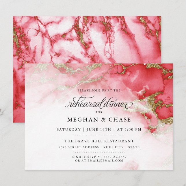 Invitation Dîner de répétition | Géographie d'aquarelle de co (Devant / Derrière)