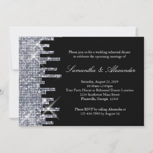 Invitation Dîner de répétition Glittery Black/Silver