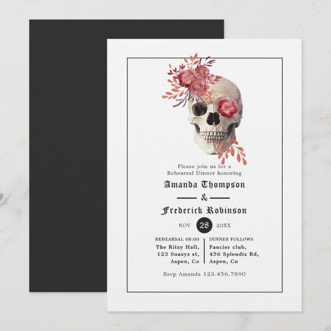 Invitation Dîner de répétition gothique d'Halloween (Devant / Derrière)