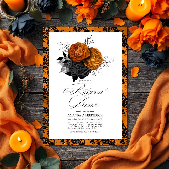 Invitation Dîner de répétition gothique d'Halloween (Gothic Halloween Rehearsal Dinner Invitation)