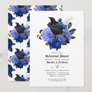 Invitation Dîner de répétition gothique glamour bleu royal co