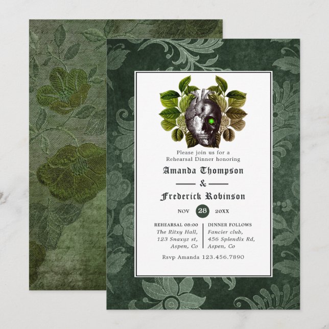 Invitation Dîner de répétition gothique Mariage de cuisine (Devant / Derrière)