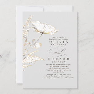 Invitation Dîner de répétition gris clair Fleur sauvage Gold