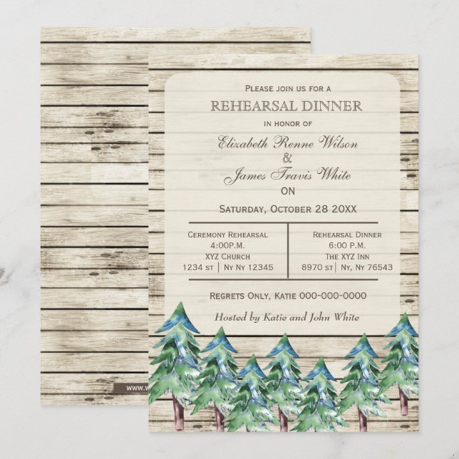 Invitation Dîner de répétition hivernale de la grange de pins (Devant / Derrière)