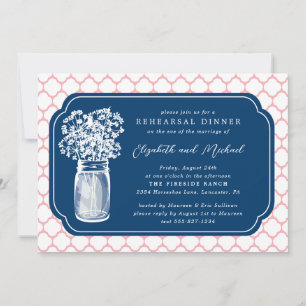 Invitation Dîner de répétition Honeycomb Mason Jar Fleurs sau