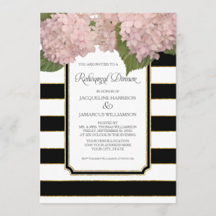 Invitation Dîner de répétition Hydrangea rose Gras Moderne