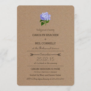 Invitation Dîner de répétition Hydrangea Russe Kraft Paper