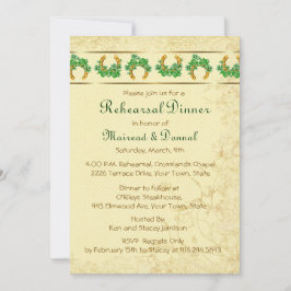 Invitation Dîner de répétition irlandais shamrock et or