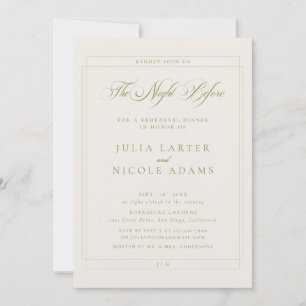 Invitation Dîner de répétition la veille du classique vert