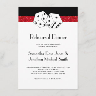 Invitation Dîner de répétition Las Vegas thème Ruby Red
