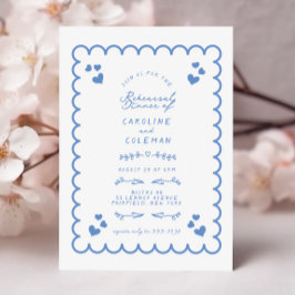 Invitation Dîner de répétition manuscrit rétro Wave Doodal