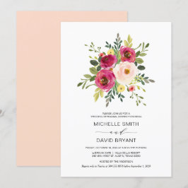 Invitation Dîner de répétition Mariage à la florale rose rous