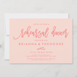 Invitation Dîner de répétition Mariage à main chic Coral