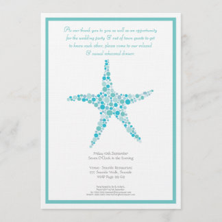 Invitation Dîner de répétition Mariage Aqua Estarfish Turquoi