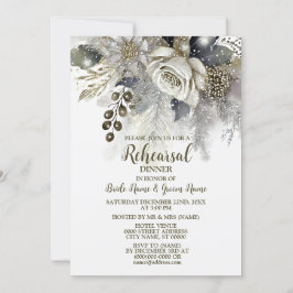 Invitation Dîner de répétition mariage Argent Golden White Ro
