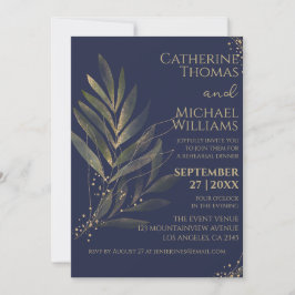Invitation Dîner de répétition Mariage bleu de la Marine mode