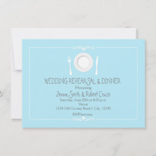 Invitation Dîner de répétition Mariage bleu et blanc Invitati
