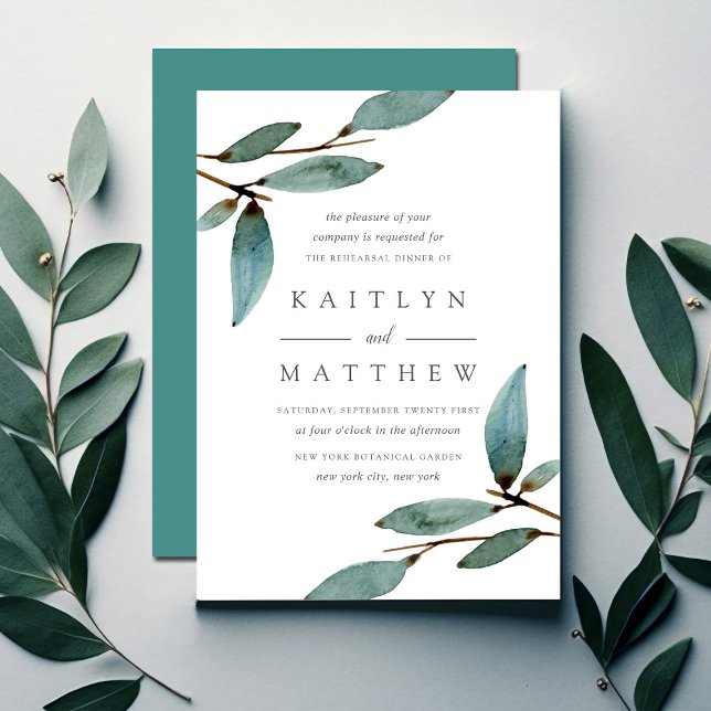 Invitation Dîner de répétition Mariage Bliss Botanique (Créateur téléchargé)