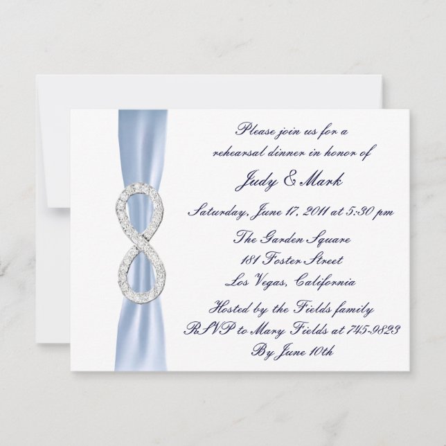 Invitation Dîner de répétition Mariage Blue Infinity Invitati (Devant)