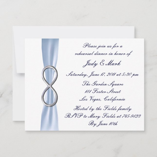 Invitation Dîner de répétition Mariage Blue Infinity Invitati (Devant)