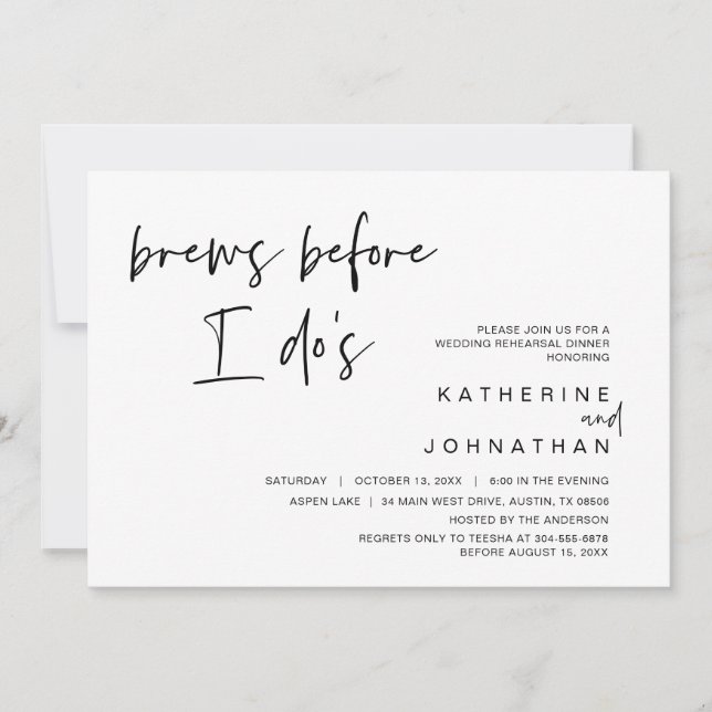 Invitation Dîner de répétition mariage, brasse avant de faire (Devant)